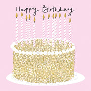 Happy Birthday Gold & Pink Cake Card