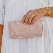 Laser Cut Out Detail Zip Wallet - Nude Pink