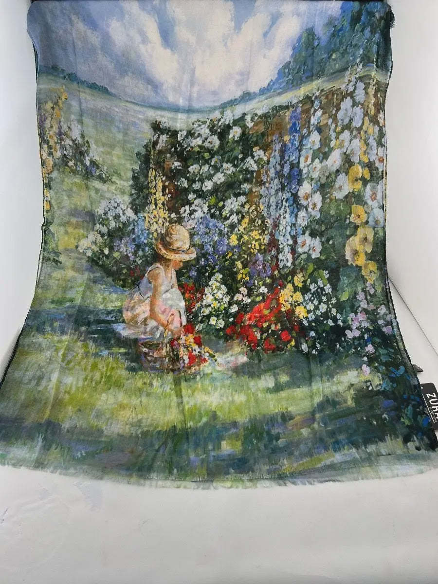Cotton Scarf - Girl In Garden