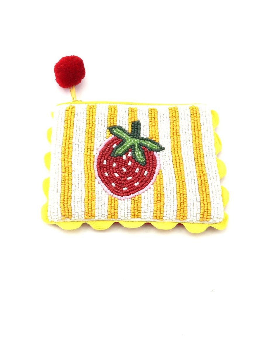 Beaded Stripe Purse - Strawberry