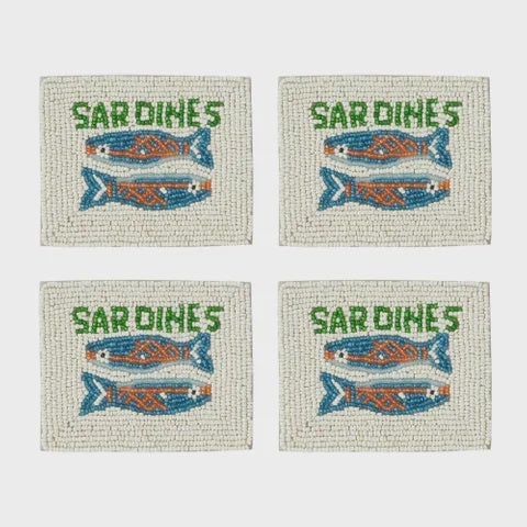 Sardines Beaded Coasters - Set of 4