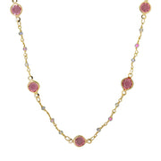 Kate Necklace, Pink Crystal - Gold