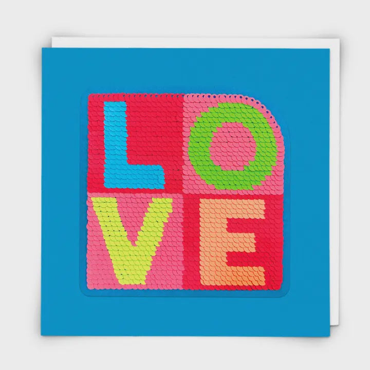 Love Greeting Card with Reusable Sequin Patch