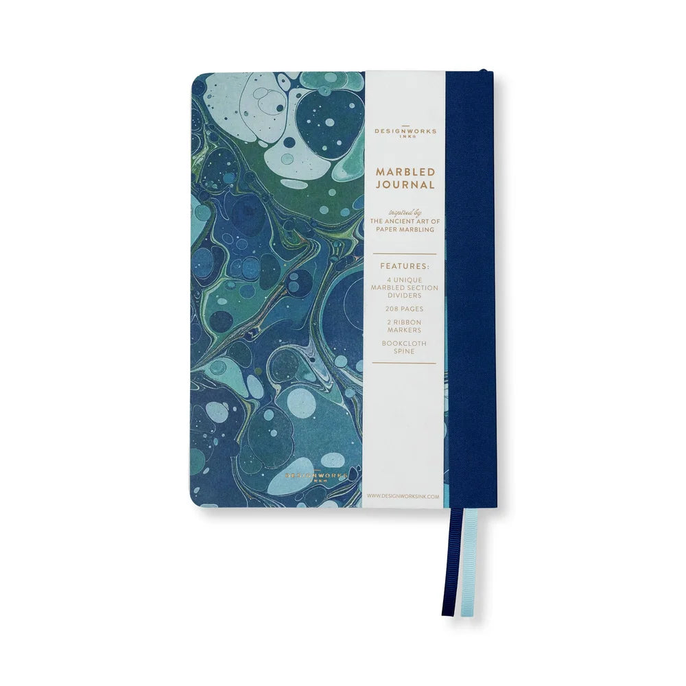 Softcover Journal - Teal Marbling