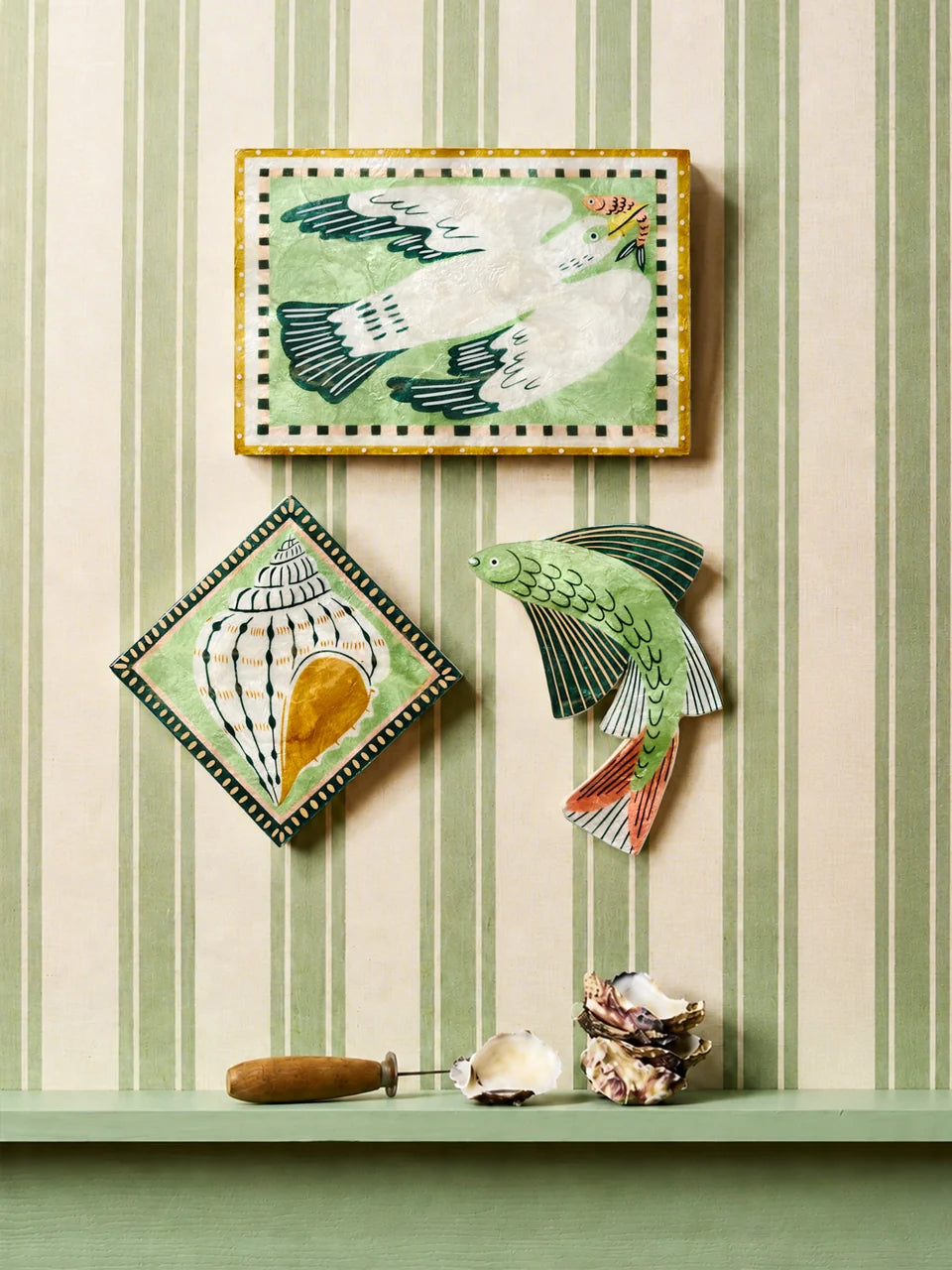 Capiz Shell Art Tile - Mariner - Fish