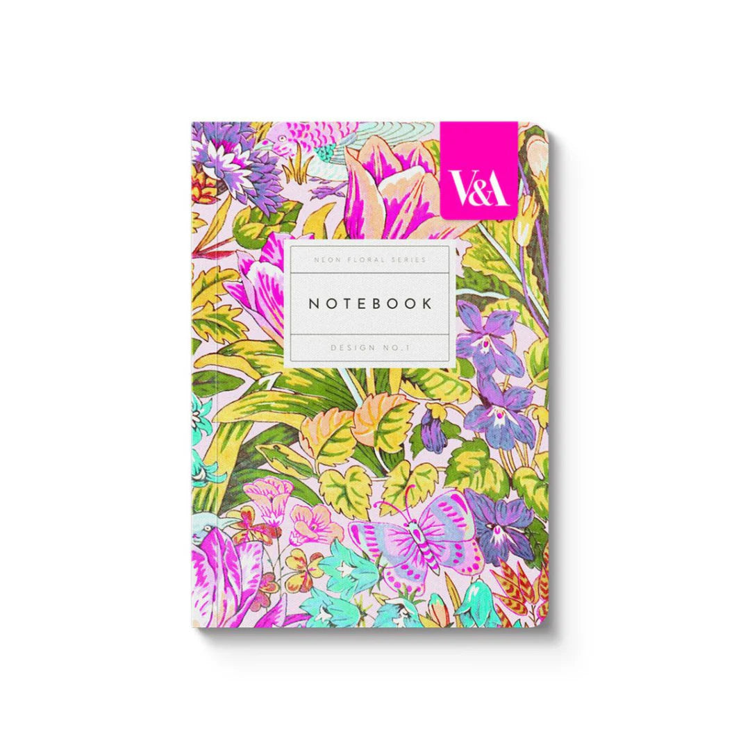 A6 Soft Cover Notebook - Neon Floral Mawson Tulip