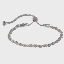 Medium Twist Chain Slider Bracelet - Silver