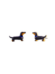 Wilhelmina Dachshund Stud Earrings - Black