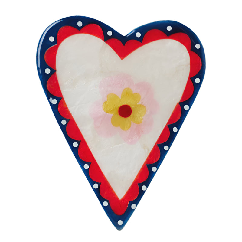 Capiz Shell Art Tile - Poppy - Natural Heart