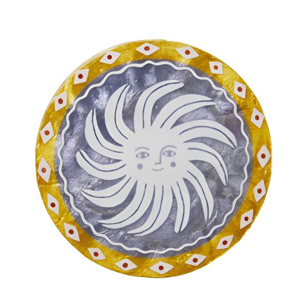 Capiz Shell Art Tile - Soleil - Sun Round