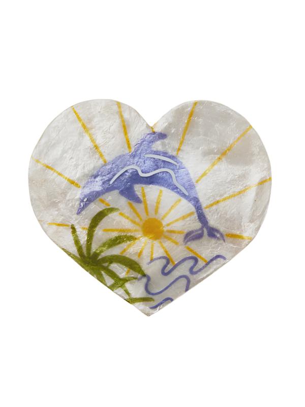 Capiz Shell Art Tile - Soleil - Dolphin Heart