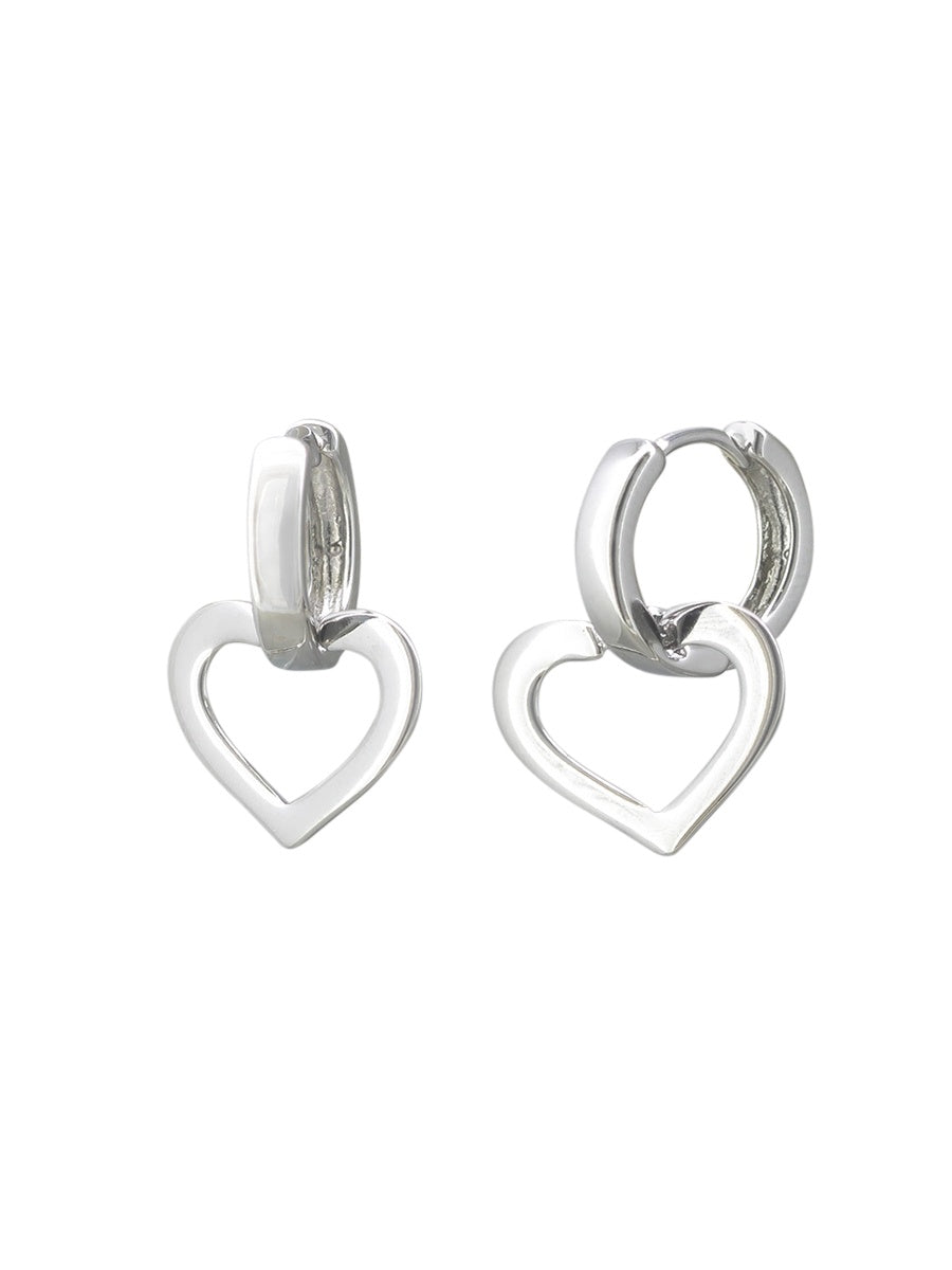 Open Heart Huggie - Silver