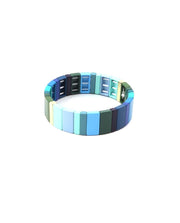 Wide Tile Bracelet - Ocean and Gold