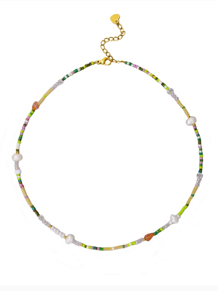 Beads and Pearls Necklace - Gold