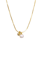 Pearl and Ball Necklace - Gold