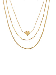 Multi Chain Heart Necklace - Gold