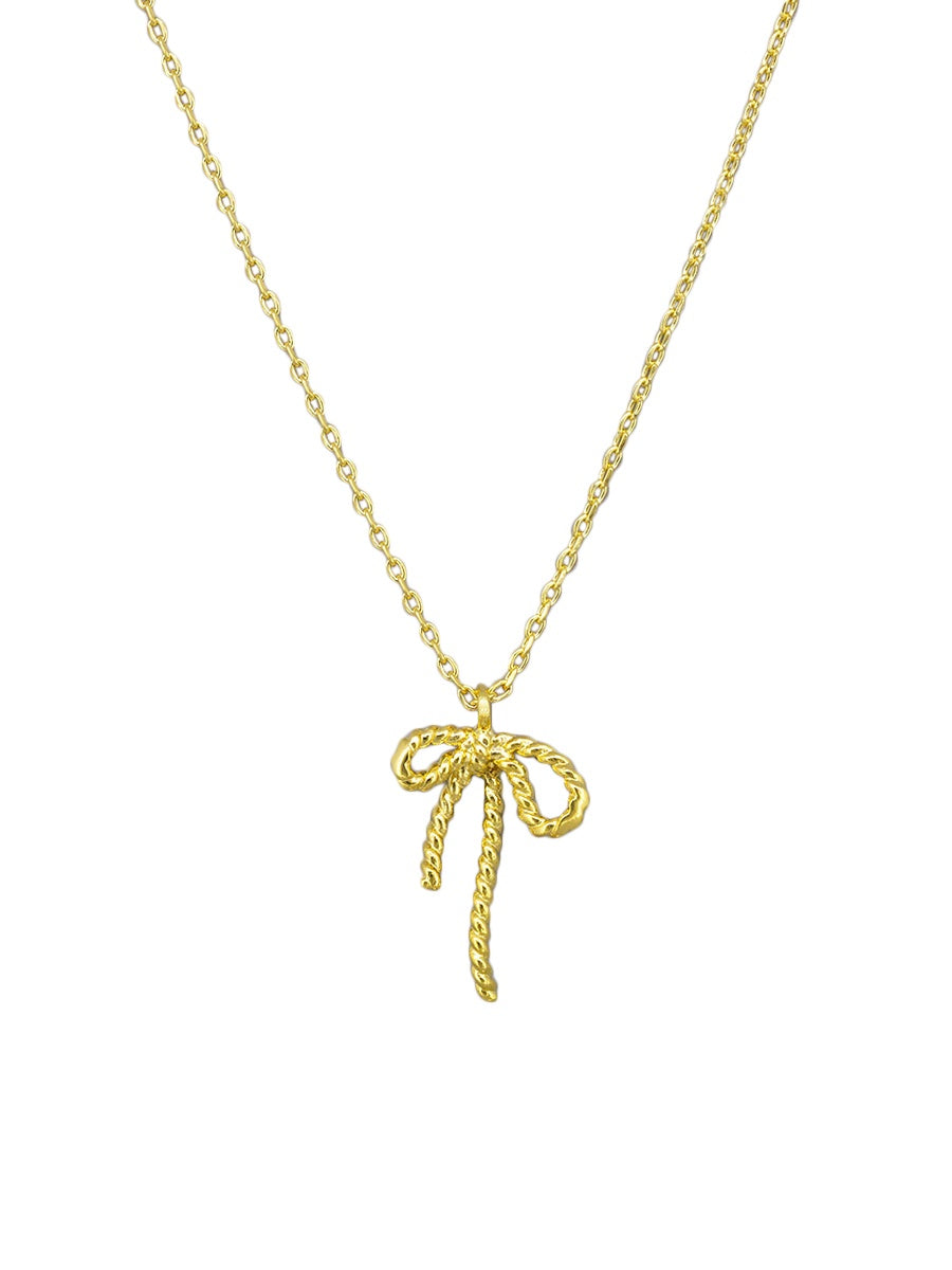 Rope Bow Necklace - Gold