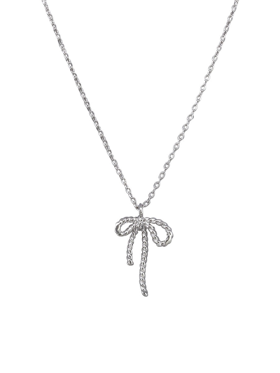 Rope Bow Necklace - Silver