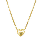 Ball Edged Heart Necklace - Gold