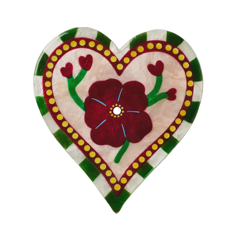 Capiz Shell Art Tile - Bloom Nouveau - Wine Heart