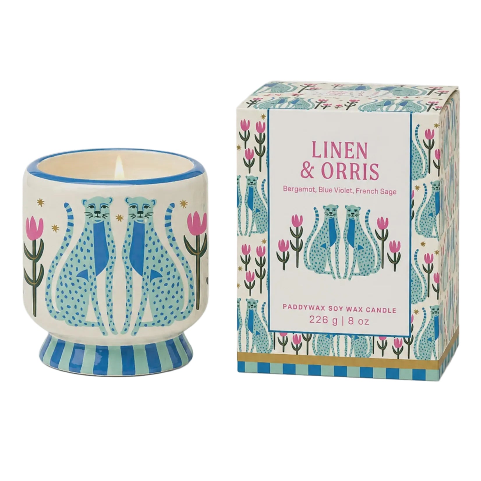 A Dopo Candle - Blue Cheetahs (Linen & Orris)