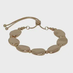 Oval Pebble Slider Bracelet - Gold