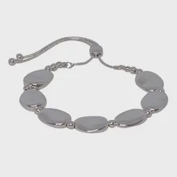 Oval Pebble Slider Bracelet - Silver