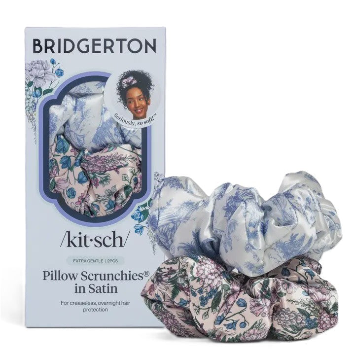 Bridgerton Kitsch Satin Pillow Scrunchies - Toile in Bloom