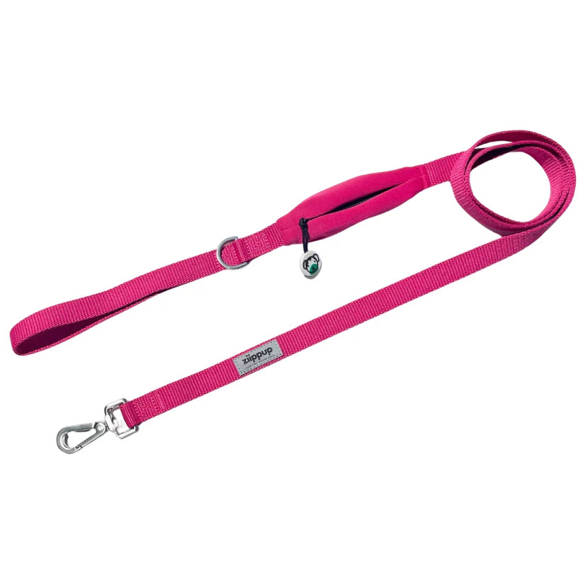 Dog Lead With Poop Bag Holder - Pink