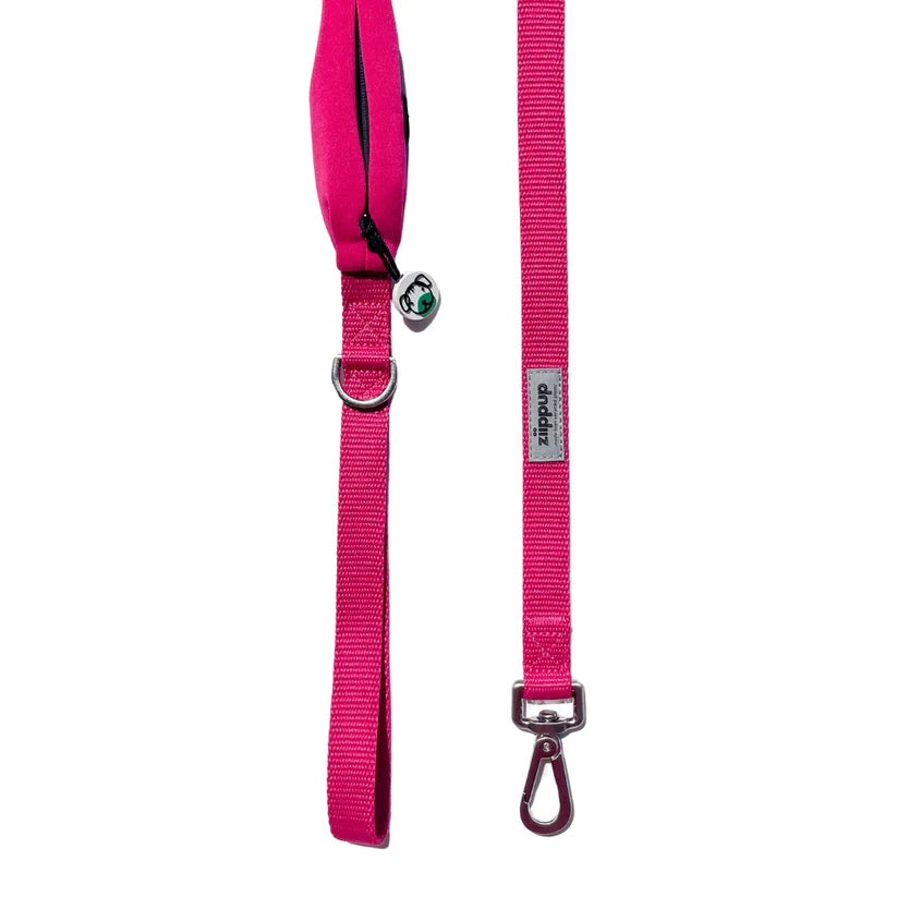 Dog Lead With Poop Bag Holder - Pink