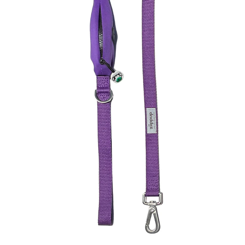 Dog Lead With Poop Bag Holder - Purple