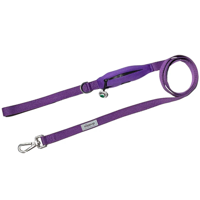 Dog Lead With Poop Bag Holder - Purple