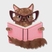 Puss in Books Brooch