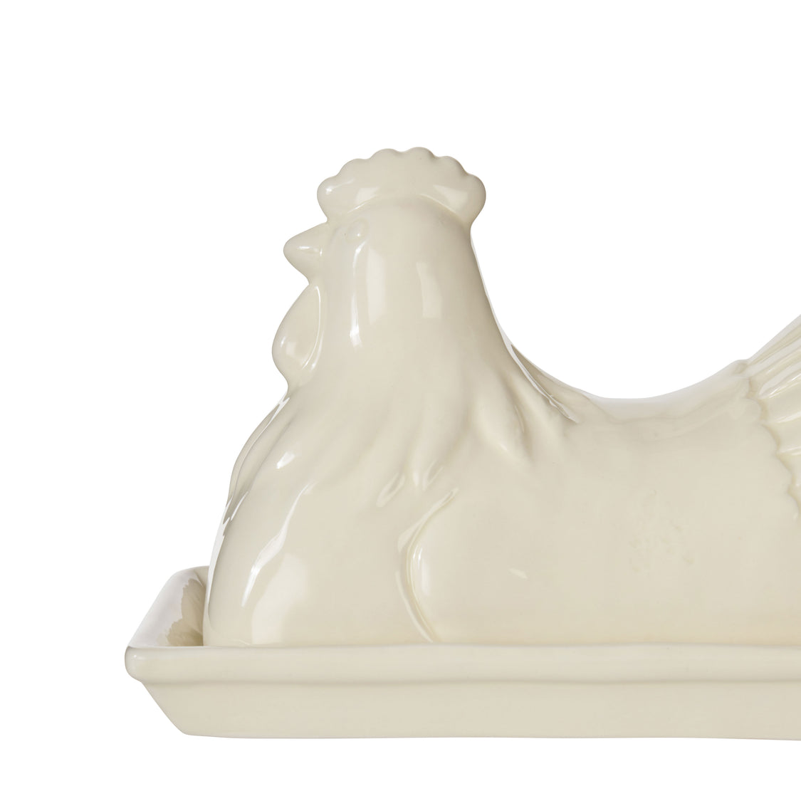 Homestead Hen Butter Dish White