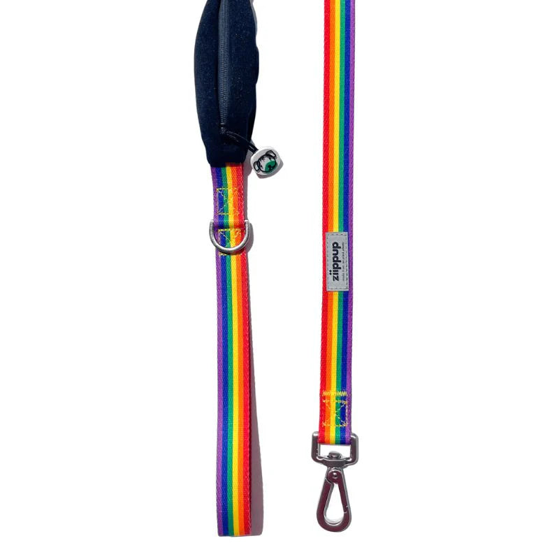 Dog Lead With Poop Bag Holder - Rainbow