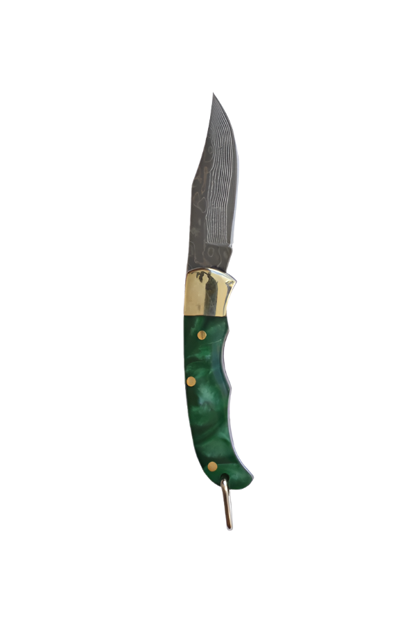 Mini Folding Knife - Green Resin