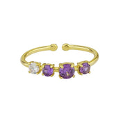 Dark Amethyst Crystal Ring - Gold