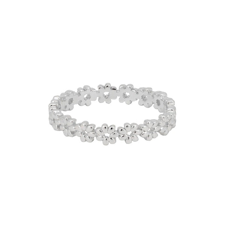Mini Daisy Chain Band Ring - Silver