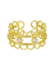 Cuff Ring - Scalloped Edge Gold