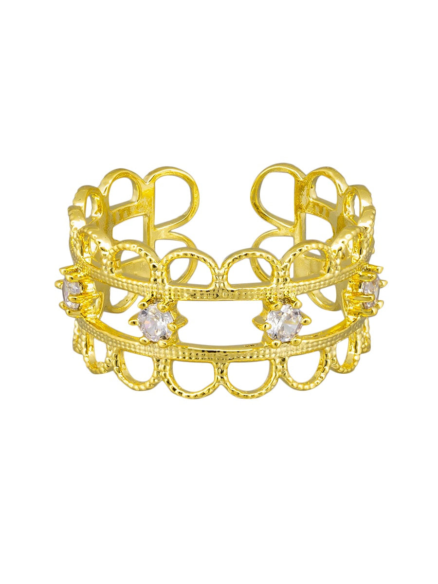 Cuff Ring - Scalloped Edge Gold