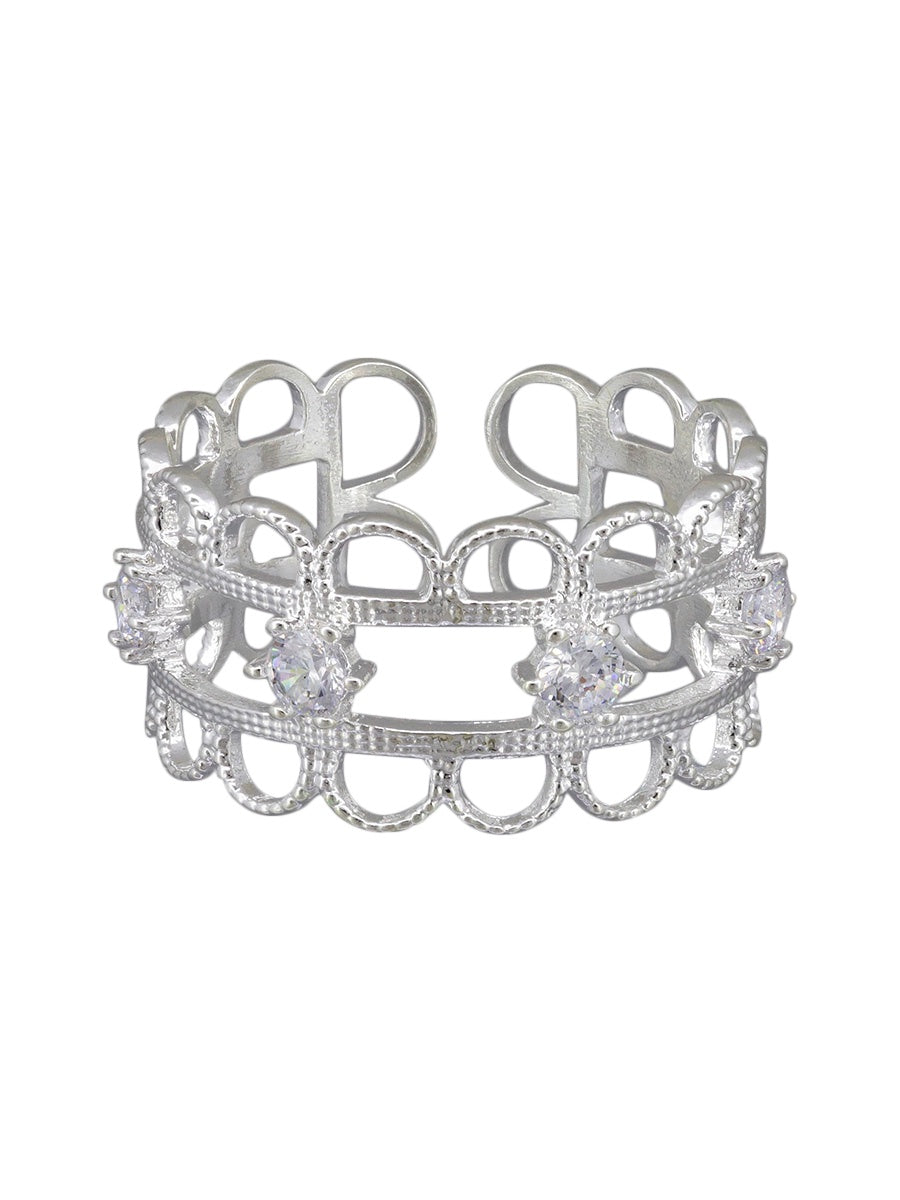 Cuff Ring - Scalloped Edge - Silver