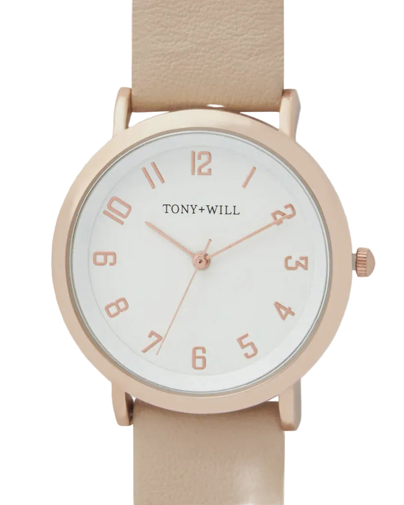 Astral Leather Watch Stone - Rose Gold/White/Stone