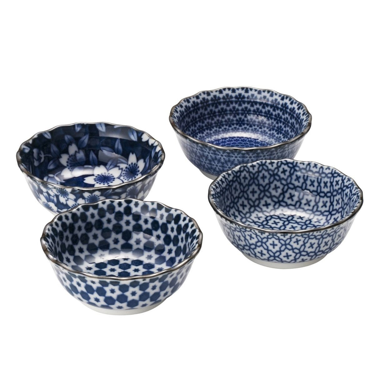 Sometsuke 4 Dish Set - Snowflake Star Floral