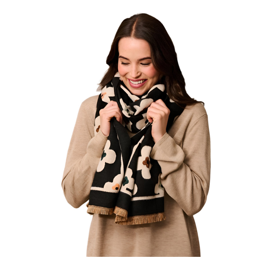 Black Flower Scarf