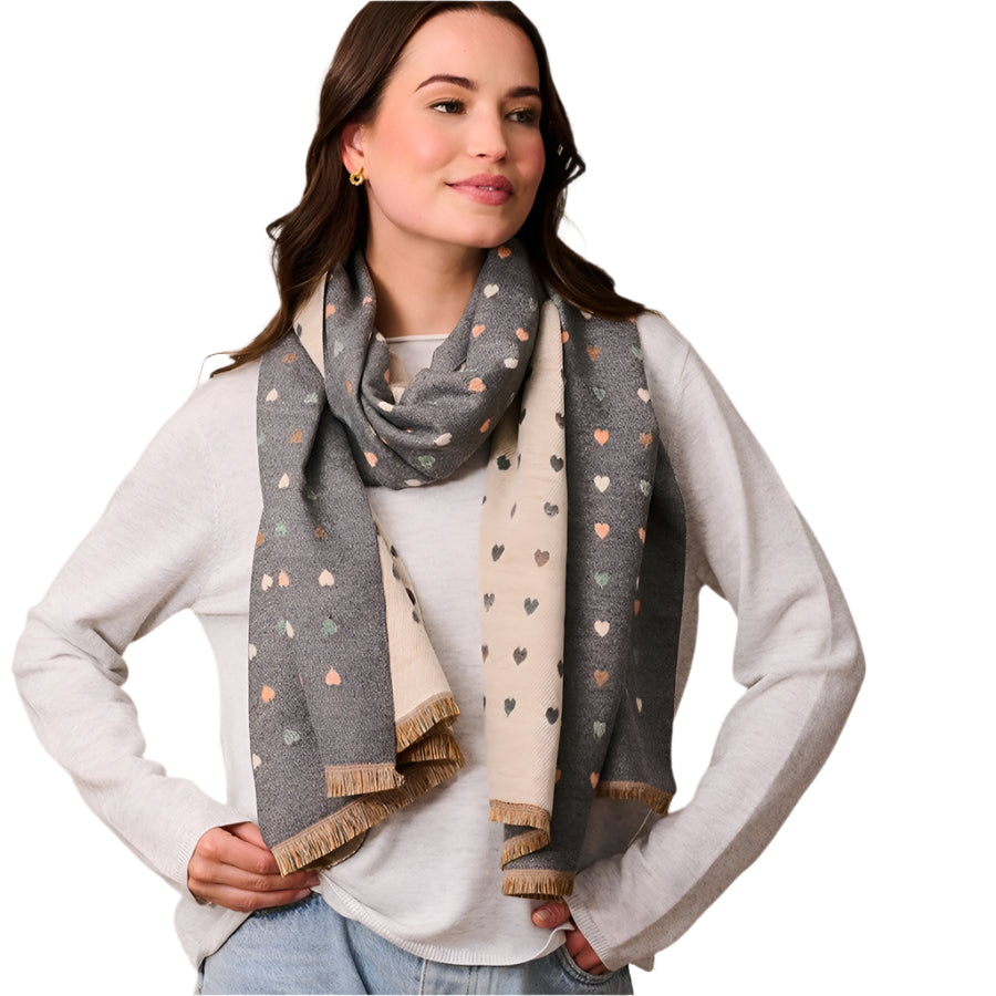 Grey Mini Hearts Scarf