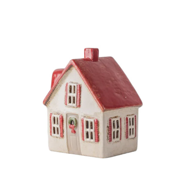 Alsace Tea Light Holder Cottage Cream with Shutters
