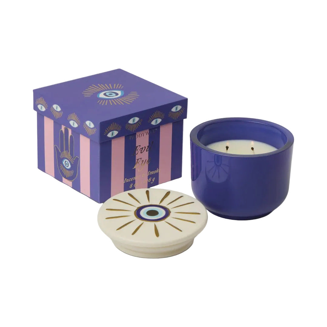 Charmed Candle with Evil Eye - Incense & Smoke