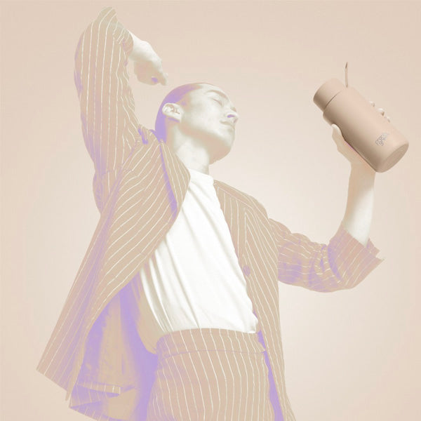 Ceramic Reusable Bottle With Straw Lid 1L - Soft Stone