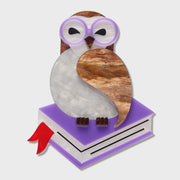 Studious Snow Owl Brooch