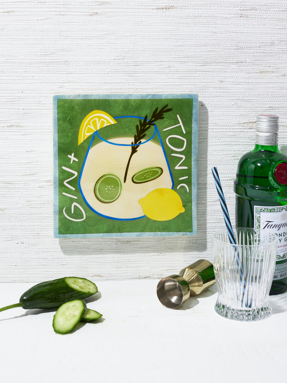 Capiz Shell Art Tile - Happy Hour - Gin